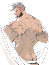 Rule 34 | 1boy, abs, arms at sides, bandaid, bandaid on cheek, bandaid on face, bara, bare pectorals, beard, black hair, bulge, cyphers, damian doyle (cyphers), dark-skinned male, dark skin, facial hair, gomtang, large pectorals, male focus, male pubic hair, mature male, mohawk, muscular, muscular male, navel, navel hair, nipples, pectoral cleavage, pectorals, penis, pubic hair, short hair, sideburns, sidepec, solo, stomach, stubble, thick thighs, thighs, third-party source, topless male