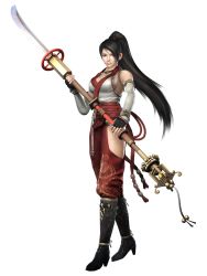 Rule 34 | 1girl, 3d, black hair, breasts, highres, large breasts, momiji (ninja gaiden), musou orochi, musou orochi 2, naginata, ninja gaiden, ninja gaiden: dragon sword, official art, polearm, ponytail, solo, weapon