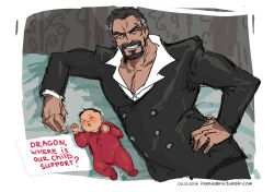 Rule 34 | 2boys, aged down, baby, beard, black hair, black jacket, commentary, dated, english commentary, english text, facial hair, formal, grandfather and grandson, hand on own hip, highres, inansabre, jacket, lying, male focus, monkey d. garp, monkey d. luffy, multiple boys, on back, one piece, pajamas, red pajamas, scar, scar on face, sleeping, smile, suit, tumblr username