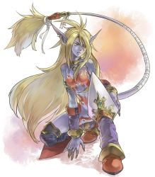 Rule 34 | 1girl, animal ears, bad id, bad pixiv id, bandages, blonde hair, bodypaint, boots, bracelet, breasts, breath of fire, breath of fire ii, cat ears, cat tail, earrings, jewelry, legs, long hair, necklace, pointy ears, rinpoo chuan, ryuu (mat hin), solo, tail, tattoo, thighs, very long hair