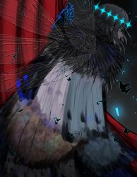 Rule 34 | 1boy, absurdres, arthropod boy, black hair, blue eyes, cape, crown, curtains, diamond hairband, dragonfly wings, ebora, fate/grand order, fate (series), fur-trimmed cape, fur trim, highres, insect wings, looking at viewer, male focus, medium hair, oberon (fate), oberon (third ascension) (fate), profile, solo, upper body, wings
