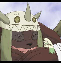 Rule 34 | closed eyes, digimon, digimon (creature), hat, horns, looking at another, smile, terriermon, wendimon