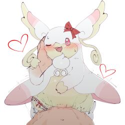 Rule 34 | 1boy, 1girl, :3, absurdres, animal ears, audino, blush, body fur, bow, bridal garter, creatures (company), disembodied limb, drooling, furry, furry female, furry with non-furry, game freak, gen 5 pokemon, girl on top, hair bow, hand on another&#039;s arm, hand on another&#039;s cheek, hand up, happy, heart, hetero, highres, interspecies, mega audino, mega pokemon, motion lines, navel, nintendo, one eye closed, open mouth, pokemon, pokemon (creature), pokephilia, pov, red bow, red eyes, red leopard, saliva, sex, simple background, smile, solo focus, two-tone fur, white background, white fur, yellow fur