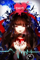 Rule 34 | 1girl, azami (kagerou project), bubble, crying, cube, fangs, snake hair, heart, highres, kagerou project, long hair, monster girl, recen, red eyes, sky, slit pupils, solo, tears, vocaloid