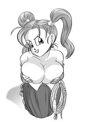Rule 34 | 1girl, absurdres, breast lift, breasts, commentary, dragon quest, dragon quest viii, earrings, english commentary, full body, funsexydb, furrowed brow, greyscale, highres, jessica albert, jewelry, kneeling, large breasts, long skirt, monochrome, open mouth, rope, skirt, smile, solo, twintails