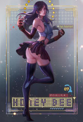 Rule 34 | 1girl, ass, black footwear, black hair, boots, bracelet, breasts, character name, clenched hand, commentary, crop top, detached sleeves, english commentary, fan yang (jiuge), final fantasy, final fantasy vii, final fantasy vii remake, fingerless gloves, full body, gloves, highres, jewelry, large breasts, lips, long hair, nose, panties, pantyshot, red skirt, sideboob, skirt, solo, suspender skirt, suspenders, thigh boots, thighhighs, tifa lockhart, underwear