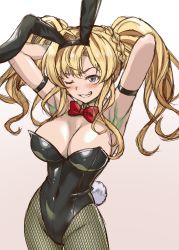 Rule 34 | 1girl, armpits, blonde hair, blue eyes, blush, breasts, cleavage, granblue fantasy, hair intakes, hair ornament, hairband, highres, large breasts, leotard, long hair, looking at viewer, open mouth, pantyhose, playboy bunny, sirano, smile, solo, thighhighs, twintails, zeta (granblue fantasy)