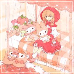 Rule 34 | bed, magazine (object), my melody, onegai my melody, stuffed toy, sanrio, sitting, table