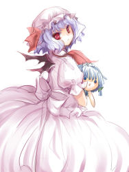 Rule 34 | 1girl, :&gt;, bat wings, character doll, doll, female focus, hat, izayoi sakuya, red eyes, remilia scarlet, rie (reverie), short hair, simple background, sketch, solo, touhou, wings