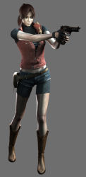 Rule 34 | 1girl, absurdres, belt, boots, capcom, claire redfield, gun, highres, resident evil, resident evil: operation raccoon city, solo, tagme, weapon