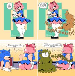 1boy 1girl 4koma amy_rose ass blue_fur blue_hair blush bow butt_crack comic diner dirty_ass embarrassed fart farting_in_face farting_on_another female_focus flirting furry gassy gloves grabbing_own_ass green_eyes half-closed_eyes hedgehog hedgehog_humanoid huge_ass indoors ineptoutcast ineptoutgassed innocent_expression kyojiri_loli lolita_fashion looking_at_ass looking_at_viewer looking_back medium_hair no_panties notebook notepad odor pencil pink_fur pink_hair png presenting restaurant sega shoes sitting smell smelly_ass sniffing_farts socks solo sonic_(series) sonic_the_hedgehog standing surprised thick_thighs thighs unamused waitress waitress_uniform white_gloves wide_hips