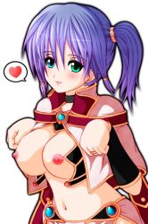 Rule 34 | 1girl, aqua eyes, bad id, bad pixiv id, blue hair, blush, breasts, collar, earrings, heart, jewelry, large breasts, nipples, open clothes, open shirt, ring, shirt, short hair, solo, spoken heart