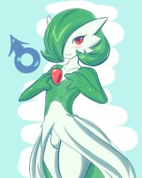Rule 34 | 1boy, blush, bulge, creatures (company), erection, erection under clothes, game freak, gardevoir, gen 3 pokemon, highres, jcdr, looking at viewer, male focus, nintendo, pokemon, pokemon (creature), red eyes, short hair, simple background, smile, solo, trap