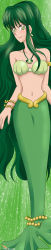 Rule 34 | 1girl, absurdres, full body, green eyes, green hair, highres, jewelry, long hair, long image, luana morado, mermaid, mermaid melody pichi pichi pitch, monster girl, necklace, shell, shell necklace, smiley face, tall image, touin rina, very long hair