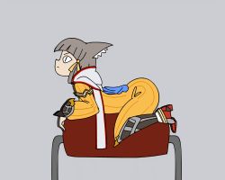 Rule 34 | 1girl, animal ear fluff, animal ears, animated, animated gif, ass, bodysuit, boots, cat ears, closed mouth, commentary, disembodied limb, from behind, from side, grey background, grey hair, hair ribbon, long sleeves, looking at viewer, minuspal, nia (xenoblade), patting, ribbon, simple background, slapping, slit pupils, solo focus, top-down bottom-up, xenoblade chronicles (series), xenoblade chronicles 2, yellow bodysuit, yellow ribbon