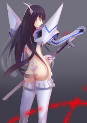 Rule 34 | 10s, 1girl, ass, breasts, female focus, highres, hime cut, image sample, junketsu, kill la kill, kiryuuin satsuki, long hair, pixiv sample, solo, sword, thong, weapon, whither laws