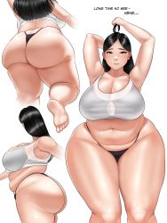 Rule 34 | 1girl, ass, bad id, bad twitter id, black eyes, black hair, breasts, cleavage, fat, highres, huge ass, huge breasts, long hair, looking at viewer, original, parted lips, plump, thick thighs, thighs, toroboro, wide hips