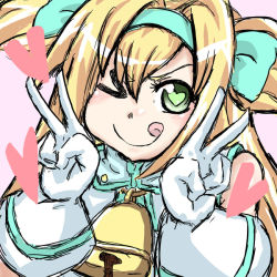 Rule 34 | + +, :p, arc system works, bell, blazblue, blazblue: continuum shift, blonde hair, gloves, green eyes, heart, heart-shaped pupils, magical girl, multiple personalities, platinum the trinity, quad tails, symbol-shaped pupils, tongue, tongue out, v