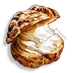 Rule 34 | artist name, cream puff, food, food focus, highres, mitomaton, no humans, original, realistic, simple background, still life, twitter username, white background