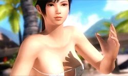Rule 34 | 1girl, 3d, animated, animated gif, beach, bikini, black hair, breasts, dead or alive, dead or alive 5, female focus, kokoro (doa), large breasts, long hair, lowres, mod, nipples, nude, ocean, solo, strapless, swimsuit, tecmo, tube top