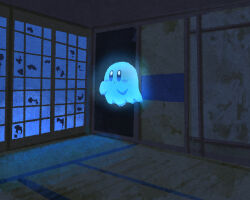 floating ghost ghost_kirby indoors kirby kirby_(series) kirby_squeak_squad miclot nintendo no_humans solo