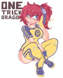 Rule 34 | absurdres, aiba ami, blue eyes, digimon, digimon story: cyber sleuth, goggles, goggles on head, highres, long hair, red hair, sidetail