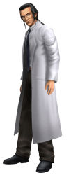 Rule 34 | 1990s (style), 1boy, final fantasy, final fantasy vii, full body, glasses, highres, lab coat, male focus, official art, professor houjou, retro artstyle, scientist, simple background, solo, standing