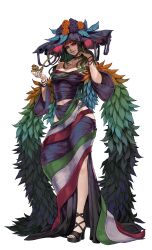 Rule 34 | 1girl, absurdres, artist request, bandages, breasts, collarbone, death (entity), dress, evil smile, facial mark, feather boa, feet, fingernails, flower, flower ornament, full body, green hair, hand tattoo, hat, highres, lady death (mariachi legends), large breasts, lips, long dress, long hair, looking at viewer, mariachi legends, marigold, mexico, nails, purple dress, purple flower, purple rose, red eyes, rose, sandals, sharp fingernails, skull, smile, smoking pipe, source request, tattoo, transparent background