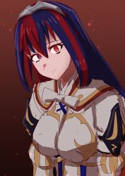 Rule 34 | 1girl, absurdres, alear (female) (fire emblem), alear (fire emblem), blue eyes, blue hair, closed mouth, fire emblem, fire emblem engage, hair between eyes, heterochromia, highres, long hair, looking at viewer, multicolored hair, nintendo, red eyes, red hair, ribbon, solo, split-color hair, tiara, to (tototo tk), two-tone hair, white ribbon