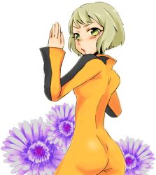Rule 34 | 10s, 1girl, bad id, bad pixiv id, blonde hair, bruce lee&#039;s jumpsuit, fighting stance, flower, green eyes, huang baoling, short hair, solo, tiger &amp; bunny, warabeshi