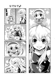 Rule 34 | &gt; &lt;, +++, 2girls, 4koma, ^^^, alice margatroid, angry, blush, chibi, colonel aki, comic, closed eyes, female focus, greyscale, grin, hairband, headpat, kirisame marisa, long hair, monochrome, multiple girls, musical note, open mouth, opening door, quaver, short hair, smile, touhou, translation request, tsundere