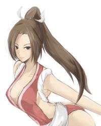 Rule 34 | 1girl, bad id, bad pixiv id, breasts, brown hair, cleavage, fatal fury, kosumo, large breasts, shiranui mai, snk, solo, the king of fighters