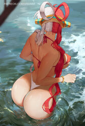 Rule 34 | 1girl, araneesama, ass, back, bare shoulders, bikini, breasts, hair rings, highres, large breasts, long hair, multicolored hair, one piece, one piece film: red, solo, split-color hair, swimsuit, twintails, two-tone hair, uta (one piece)