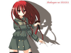 Rule 34 | 00s, non-web source, red eyes, red hair, school uniform, shakugan no shana, shana, solo, sword, thighhighs, weapon