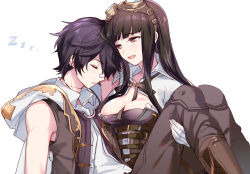 Rule 34 | 1boy, 1girl, :d, aki663, ayer, black hair, boots, brother and sister, brown hair, carrying, gloves, goggles, goggles on head, granblue fantasy, jessica (granblue fantasy), long hair, open mouth, pants, princess carry, short hair, siblings, smile, white gloves, zzz