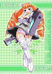 Rule 34 | 1girl, aiming, aiming at viewer, aq interactive, arcana heart, arcana heart 2, atlus, bare shoulders, blush, boots, breasts, character name, cleavage, copyright name, crossed legs, dress, drill hair, dual wielding, earrings, elbow gloves, examu, flower, frilled panties, frills, garter belt, garter straps, gloves, gun, hair flower, hair ornament, holding, jewelry, lace, lace-trimmed legwear, lace trim, large breasts, long hair, necklace, open mouth, orange hair, panties, pantyshot, pendant, petra johanna lagerkvist, pink panties, purple eyes, raven (artist), solo, standing, thigh boots, thigh gap, thighhighs, thighs, twin drills, twintails, underwear, upskirt, weapon, white gloves, white thighhighs, wind, wind lift, zettai ryouiki