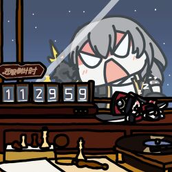 Rule 34 | 1girl, 1other, angry, animal ears, animated, animated gif, black gloves, blush, chess piece, chessboard, chibi, gloves, grey hair, hat, honkai: star rail, honkai (series), jacket, knocking, lop rabbit ears, lowres, night, night sky, peaked cap, phonograph, pom-pom (honkai: star rail), rabbit ears, red headwear, red jacket, seseren, sky, sleeping, star (sky), stelle (honkai: star rail), trailblazer (honkai: star rail), zzz