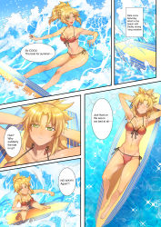Rule 34 | absurdres, alternate costume, comic, english text, fate/grand order, fate (series), food, highres, mordred (fate), surfing, tagme, tempuru