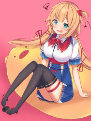Rule 34 | 1girl, akai haato, akai haato (1st costume), black thighhighs, blouse, blue eyes, blue skirt, blush, breasts, full body, haaton (akai haato), hair ornament, hair ribbon, heart, heart hair ornament, high-waist skirt, highres, hololive, large breasts, long hair, looking at viewer, mi taro333, miniskirt, computer mouse, neck ribbon, open mouth, pink background, raised eyebrows, red ribbon, ribbon, shirt, short sidetail, short sleeves, simple background, sitting, skirt, solo, squiggle, stuffed animal, stuffed pig, stuffed toy, sweatdrop, thigh strap, thighhighs, thighs, trembling, virtual youtuber, white shirt