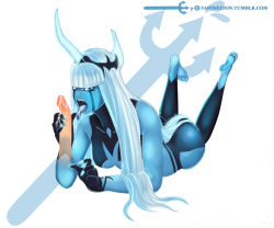 Rule 34 | 001 (darling in the franxx), 10s, 1girl, ass, bad anatomy, barefoot, blue eyes, blue skin, colored skin, cum, cum in mouth, darling in the franxx, erection, fangs, faposeidon, feet, fellatio, glowing, glowing eyes, huge ass, large penis, long hair, monster girl, nail polish, oral, penis, self-upload, sharp teeth, simple background, soles, solo focus, teeth, thick thighs, thighs, toenail polish, toenails, toes, tumblr username, uncensored, very long hair, watermark, web address, white background, white hair