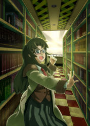 Rule 34 | 00s, 1girl, bad id, bad pixiv id, book, glasses, happy, harepore, indoors, library, long hair, read or die, smile, solo, yomiko readman