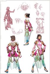 Rule 34 | 1girl, alternate costume, chai xianghua, character sheet, chinese clothes, concept art, earrings, jewelry, jian (weapon), official art, scan, soul calibur, soulcalibur, soulcalibur iv, sword, thighhighs, weapon