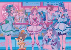 Rule 34 | 6+girls, :p, akimoto komachi, bike shorts, biting, blonde hair, blue hair, boots, brown eyes, butterfly hair ornament, closed mouth, coco (yes! precure 5), commentary request, cone hair bun, copyright notice, crop top, cure aqua, cure dream, cure lemonade, cure mint, cure rouge, detached sleeves, dress, drill hair, ear biting, eating, elbow rest, english text, engrish text, food, freezer, green eyes, green hair, hair bun, hair ornament, hair rings, hands on own cheeks, hands on own face, head rest, high ponytail, highres, ice cream, ice cream cone, ice cream cup, ice cream scoop, ice cream spoon, kasugano urara (yes! precure 5), kneeling, lips, long hair, looking at another, looking at viewer, magical girl, midriff, milky rose, mimino kurumi, minazuki karen, multiple girls, najuco (naju0517), natsuki rin, navel, neon lights, nuts (yes! precure 5), official art, open mouth, orange hair, pink hair, pouty lips, precure, purple eyes, purple hair, ranguage, red eyes, shop, short hair, shorts, shorts under skirt, sidelocks, sideways glance, sign, skirt, smile, spoon, stomach, syrup (yes! precure 5), tongue, tongue out, twin drills, typo, very long hair, yes! precure 5, yes! precure 5 gogo!, yumehara nozomi