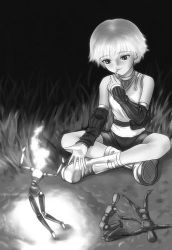 Rule 34 | 1girl, 3others, bike shorts, crossed ankles, crossed legs, dancing, detached sleeves, doll, figure, fire, full body, greyscale, indian style, lowres, lying, monochrome, multiple others, on back, on fire, on floor, on ground, poking, s zenith lee, short hair, shorts, sitting, squatting, standing, tagme