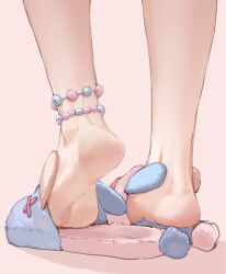 1girl anklet commentary english_commentary feet feet_only foot_focus highres jewelry k-rha&#039;s pastel_colors phase_connect pipkin_pippa simple_background slippers soles solo standing virtual_youtuber