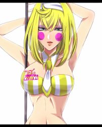 Rule 34 | 1girl, blonde hair, blue eyes, breasts, chica, five nights at freddy&#039;s, large breasts, makeup, necktie, personification, short hair, solo, toy chica