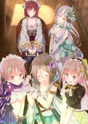 Rule 34 | + +, 5girls, :d, aqua bow, armlet, atelier (series), atelier firis, atelier lydie &amp; suelle, atelier sophie, bad id, bad pixiv id, bare shoulders, black legwear, blush, book, bow, braid, breasts, brown eyes, brown hair, chair, cleavage, closed mouth, collarbone, corset, dress, elbow gloves, closed eyes, firis mistlud, frilled legwear, frills, from above, gloves, green eyes, hair between eyes, hair ornament, hairband, head scarf, head tilt, headdress, highres, indoors, light purple hair, lolita hairband, long hair, long sleeves, looking at another, lydie marlen, medium breasts, multiple girls, numpopo, open mouth, own hands together, pink eyes, pink hair, plachta (atelier), ponytail, short sleeves, siblings, sidelocks, sisters, sitting, skirt, smile, sophie neuenmuller, sparkle, standing, suelle marlen, sunlight, thighhighs, twins, v arms, very long hair, white dress, white gloves, wooden floor, yellow bow