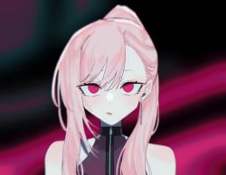 Rule 34 | 1girl, animated, black cape, blinking, cape, hair behind ear, half-closed eyes, halterneck, hololive, hololive english, long hair, mori calliope, open mouth, ponytail, red eyes, smile, solo, spikes, spinning, tiara, video, virtual youtuber, wowari-c.