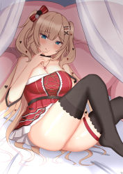 Rule 34 | 1girl, :q, absurdres, akai haato, akai haato (gothic lolita), alternate costume, aqua eyes, blonde hair, blue eyes, blush, bow, breasts, dress, elina (eri15), finger to mouth, hair bow, hair ornament, heart, heart hair ornament, highres, hololive, large breasts, long hair, looking at viewer, sitting, sleeveless, sleeveless dress, smile, solo, strap slip, thigh strap, thighhighs, thighs, tongue, tongue out, two side up, very long hair, virtual youtuber, x hair ornament