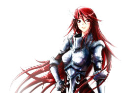 Rule 34 | 1girl, armor, blush, cordelia (fire emblem), fire emblem, fire emblem awakening, gauntlets, gloves, head wings, long hair, nintendo, red eyes, red hair, simple background, smile, solo, very long hair, viceman, white background, wings
